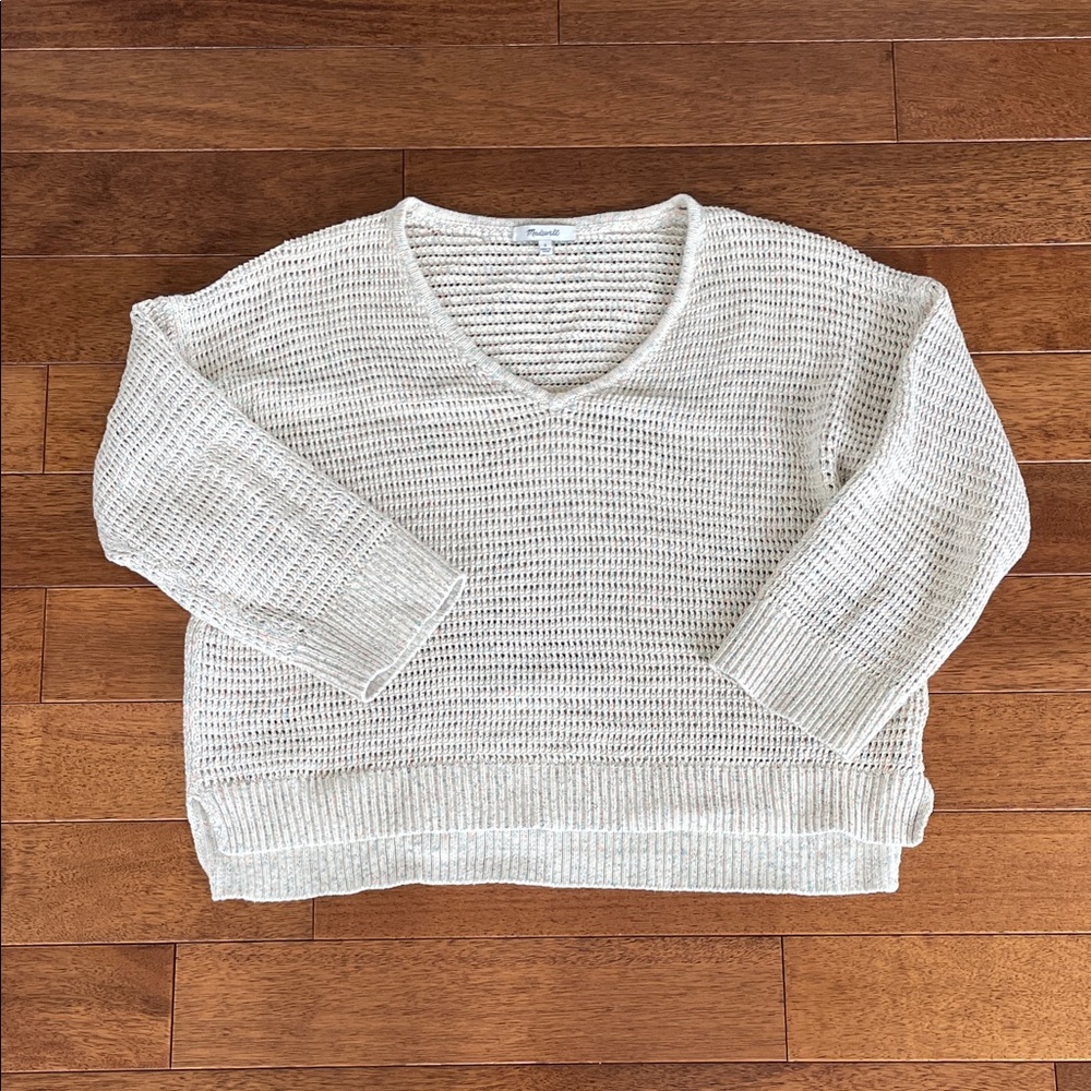 Madewell Women's Cream V-Neck Sweater